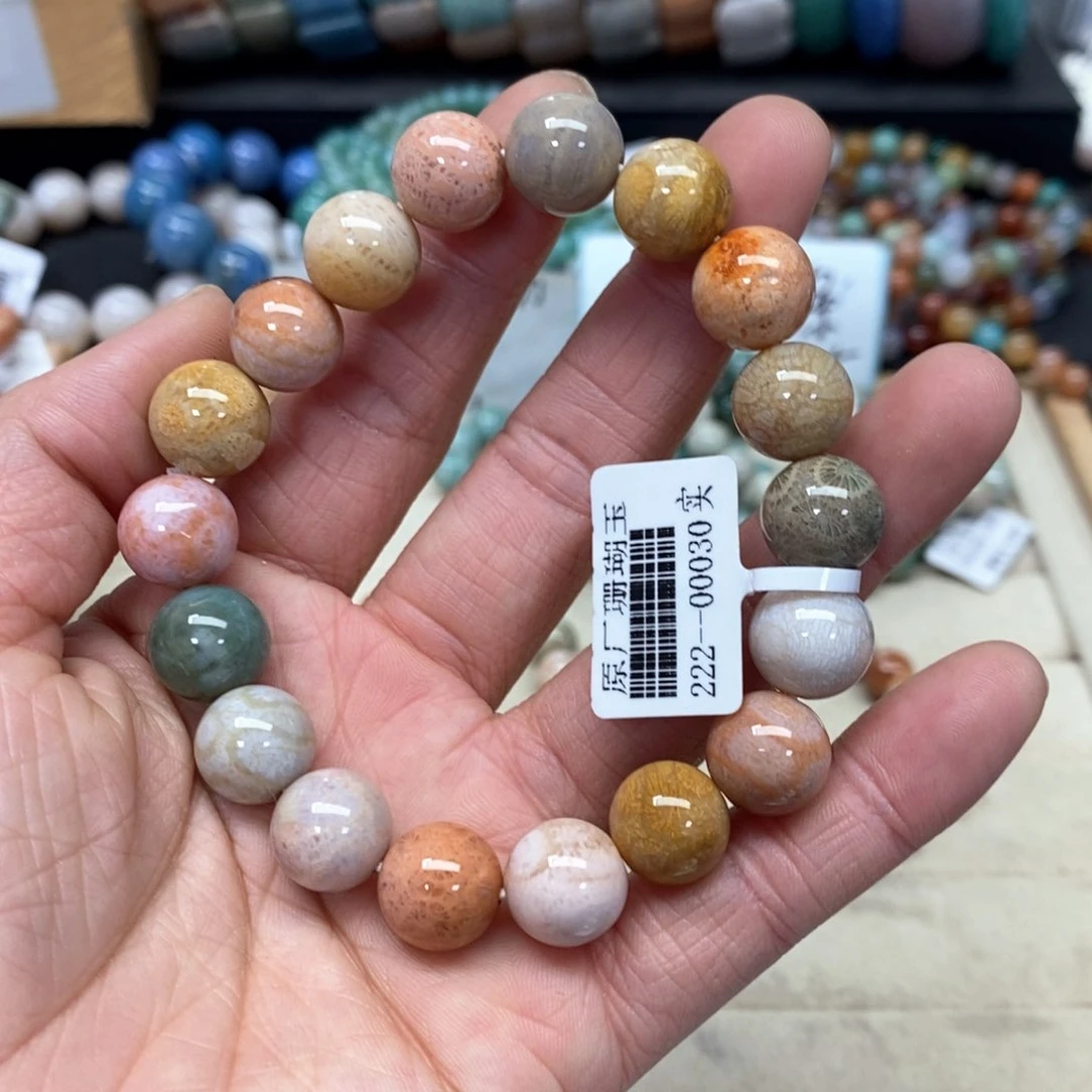 硅化珊瑚（珊瑚玉）手链未镶嵌教*434