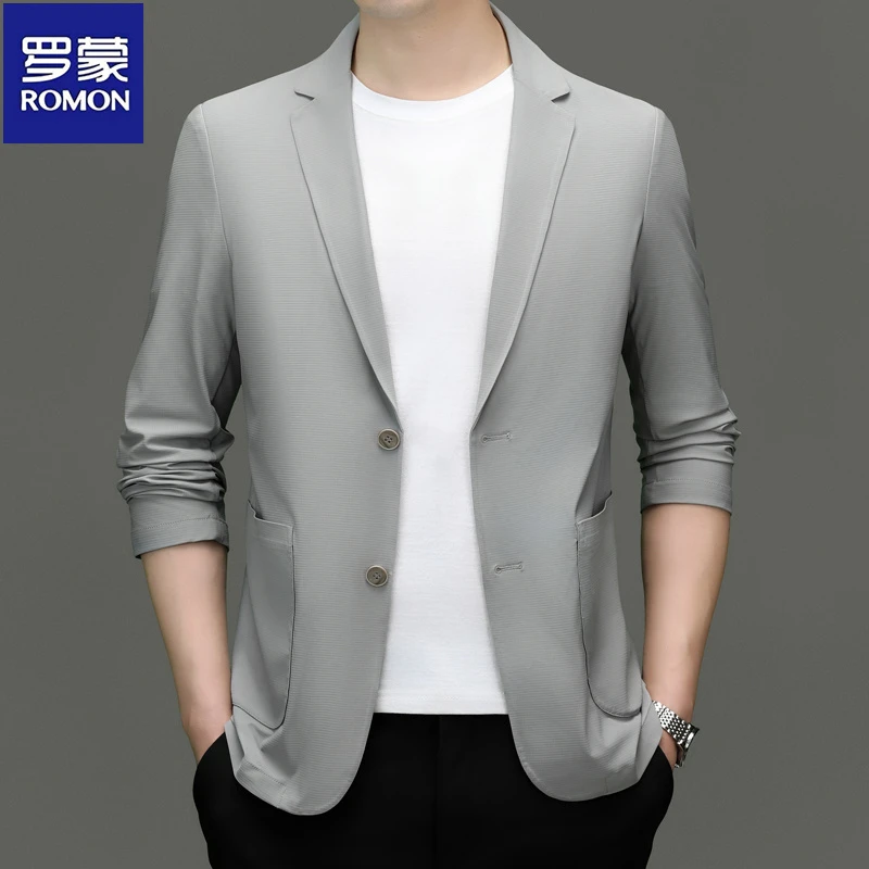 罗蒙男士小西装外套夏季超薄款冰丝休闲防晒皮肤衣薄高档单西潮