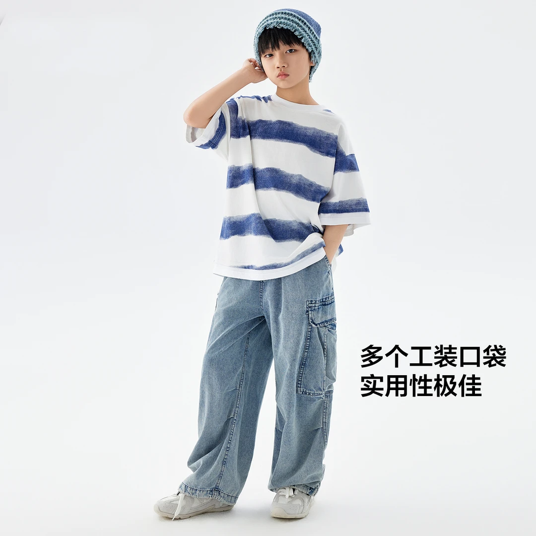 童装男童春秋工装牛仔裤潮酷2025新款大童秋装裤子儿童长裤男