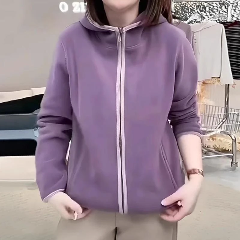 双面奥粒绒显瘦保暖外套女2025春季大码新款时尚百搭防风连帽卫衣