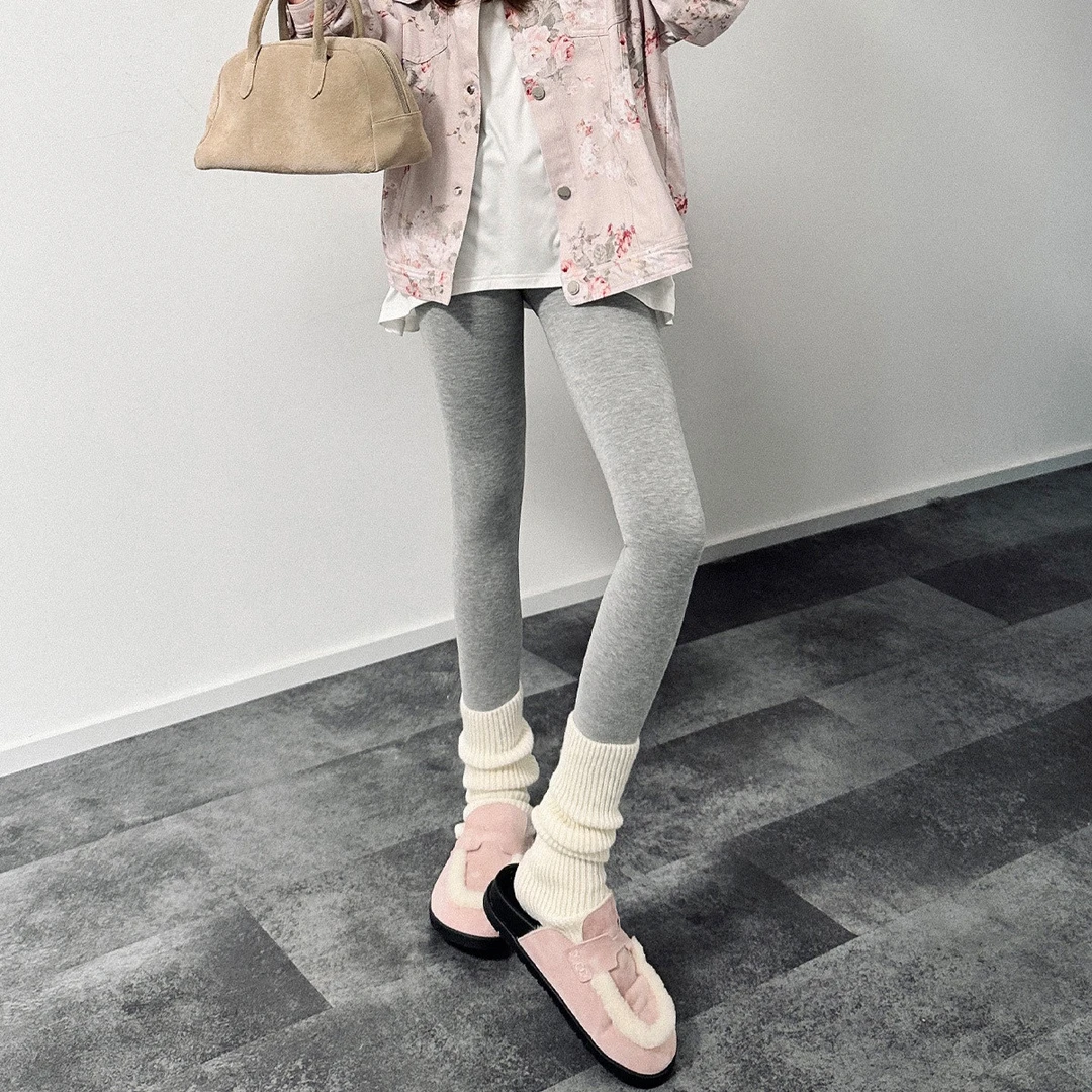 美洋｜壁炉打底裤 高密加绒加厚3D罗纹高腰弹力紧身连脚袜