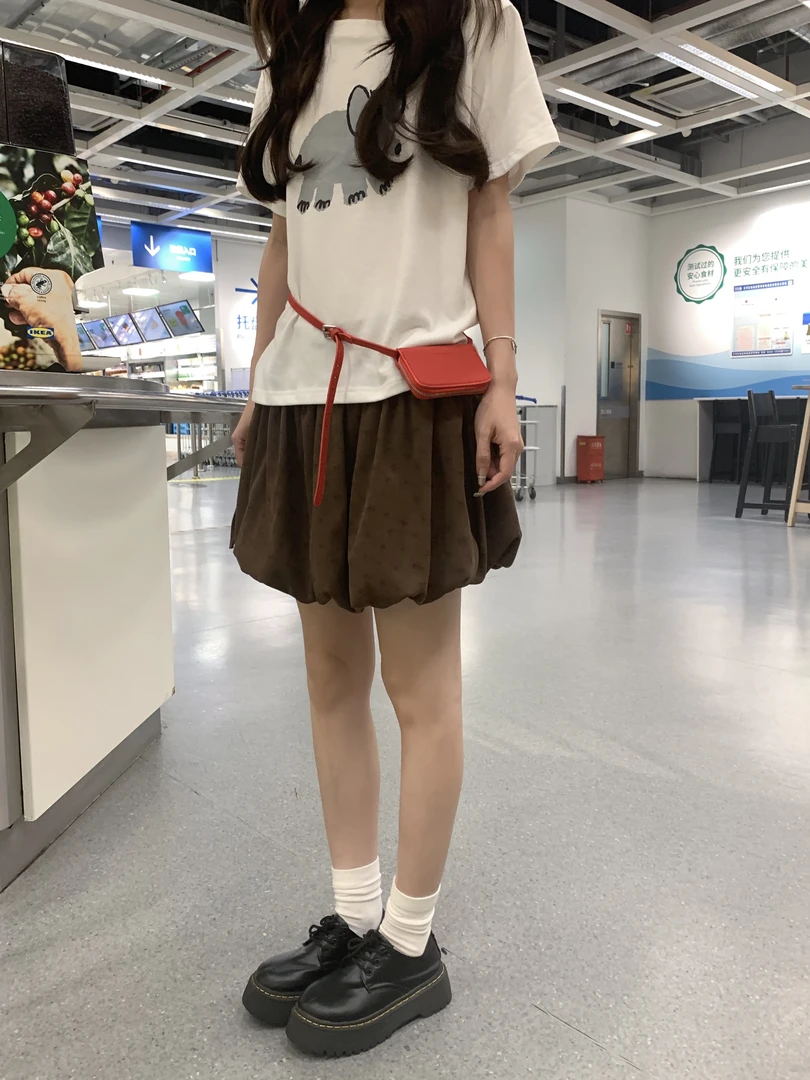 徐子 小碎花·甜美花苞裙复古少女bm风磨毛丝绒半裙短裙遮胯韩秋冬