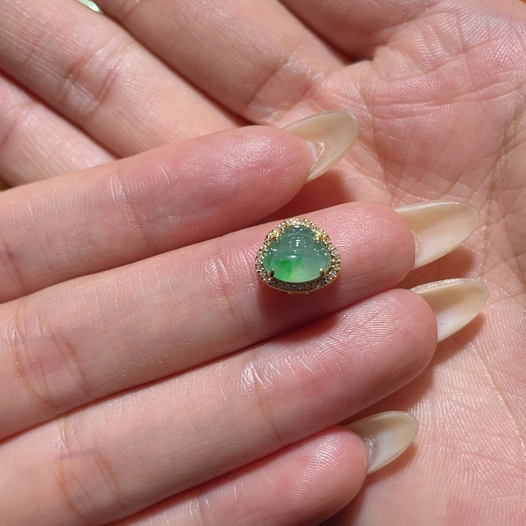 翡翠18K金镶嵌吊坠(不含链)