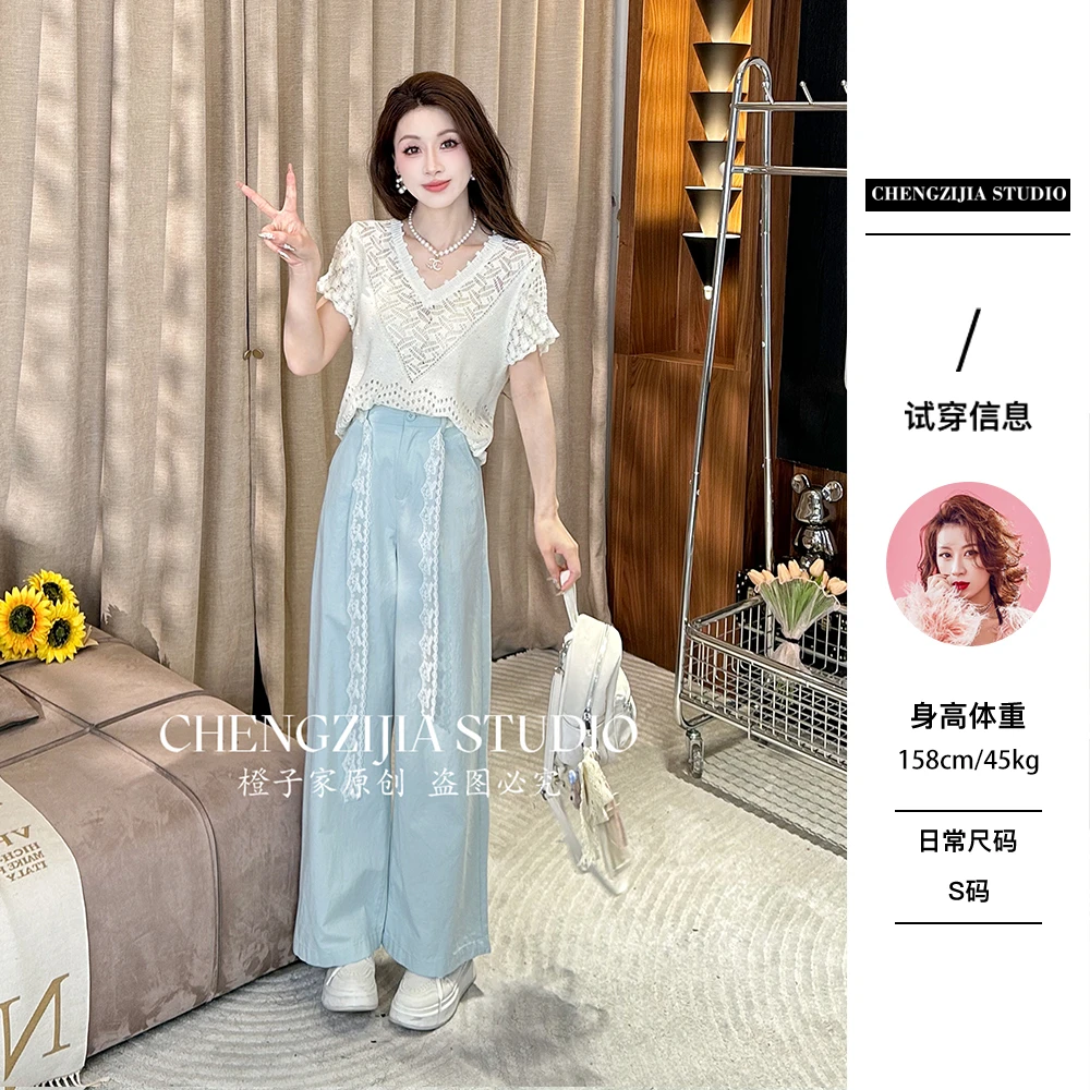 【裴诗婷】橙子·studio TX00087镂空V领重工手工上衣