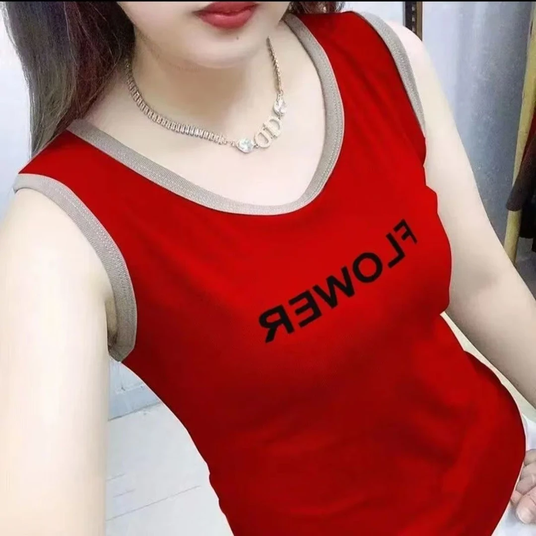 时尚无袖女背心打底t恤休闲百搭简约圆领撞色夏季吊带克内搭外穿