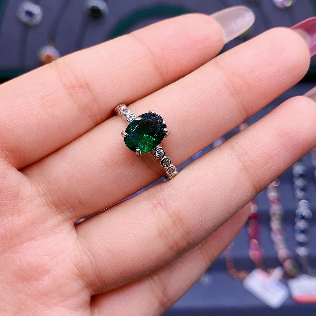 透辉石戒指银S925镶嵌