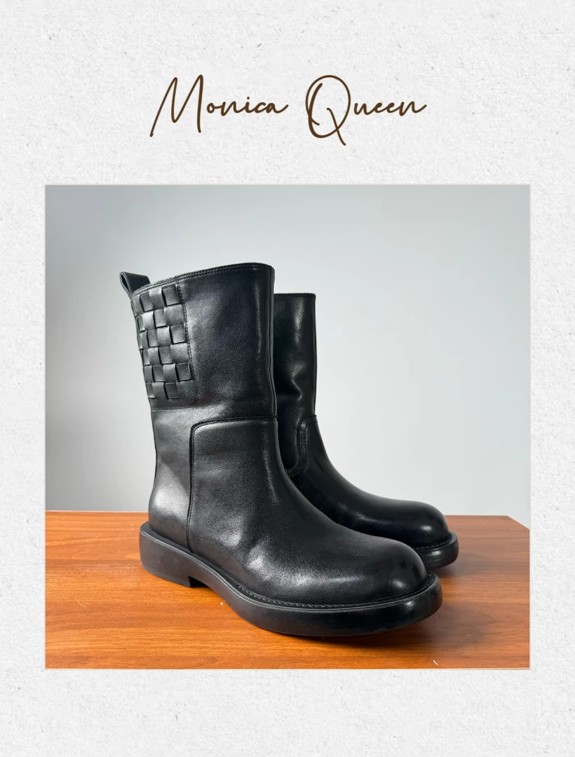 【语熙-罗马月光】女低跟防滑厚底圆头秋冬短靴靴子百搭中筒靴G3021