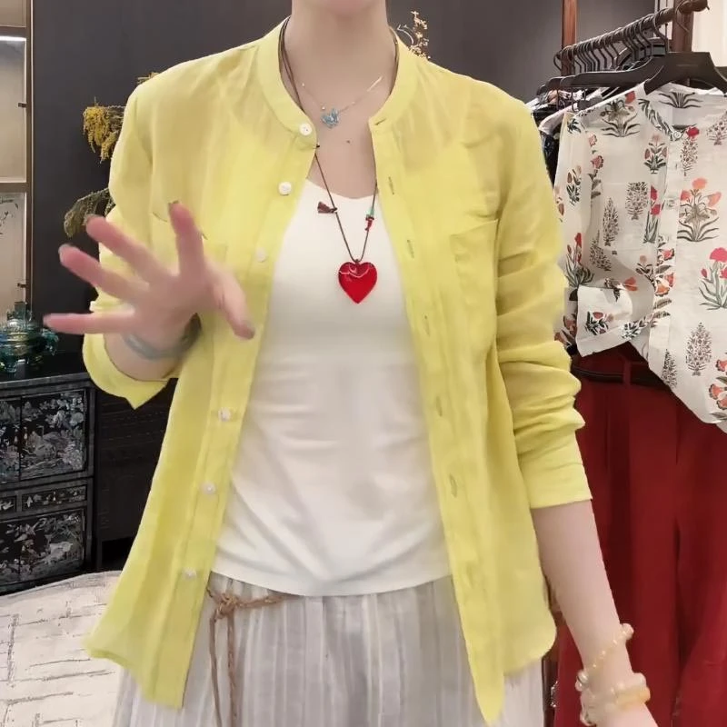 2025夏季韩式新款设计感纯色洋气薄款防晒衬衫女时尚个性百搭上衣