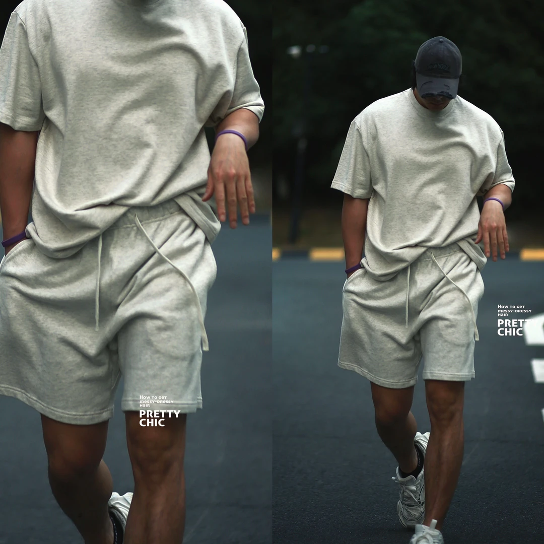 时尚潮流美式重磅宽松硬派套装（短袖300G短裤425G分开拍