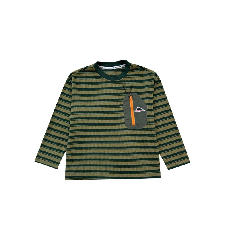 儿童新款山系户外条纹撞色上衣