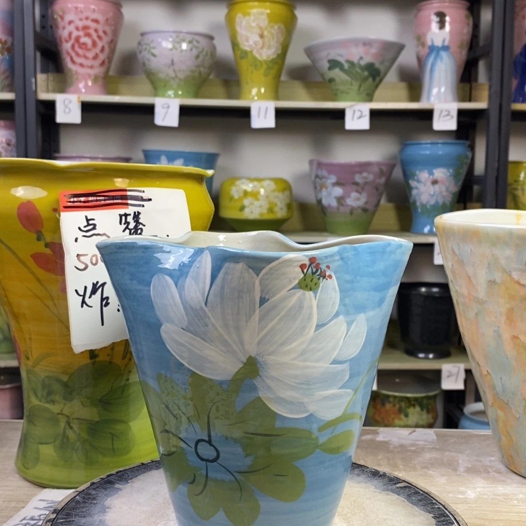 景德镇手工手绘陶瓷花盆