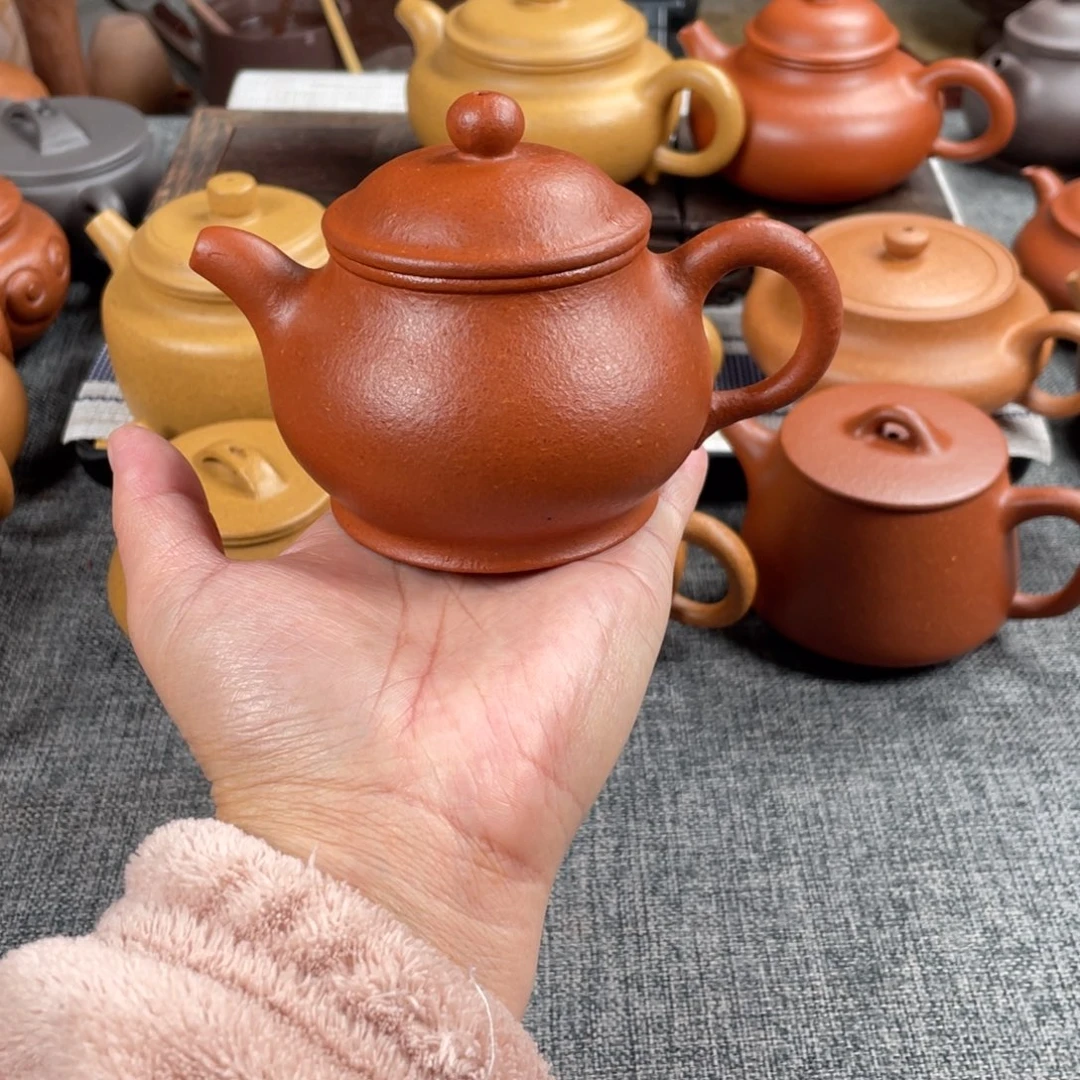 紫砂茶壶红降坡潘壶全手纯红20目200