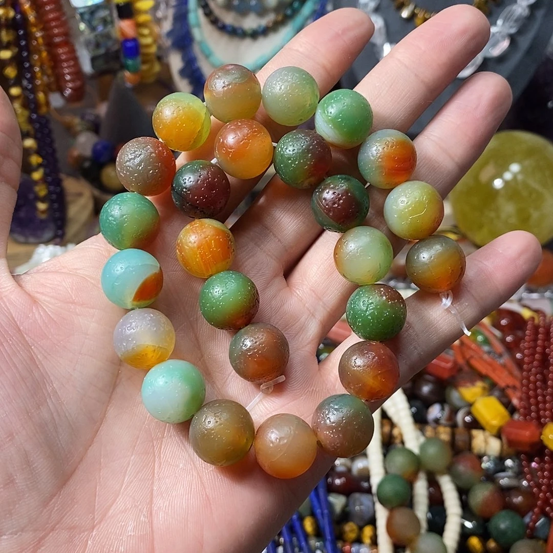 石英质玉未镶嵌，橘皮孔雀玛瑙16mm，