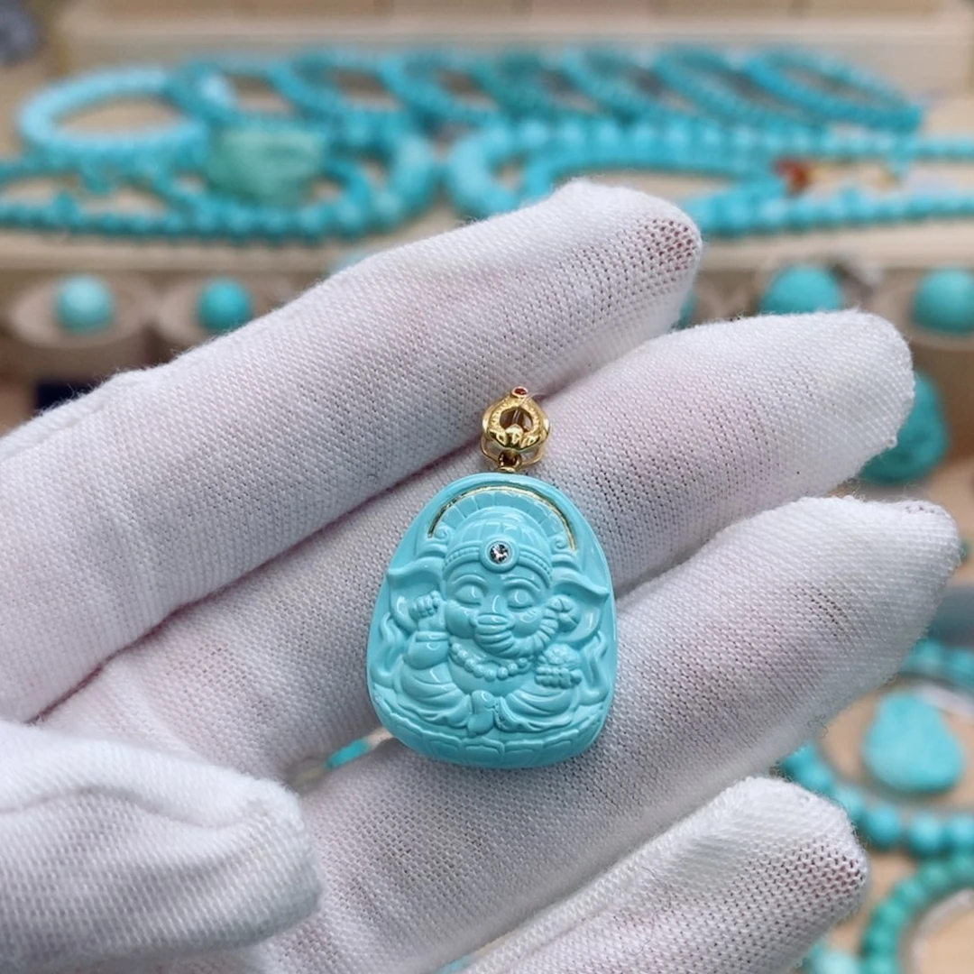 绿松石18K金镶嵌珠宝奇石