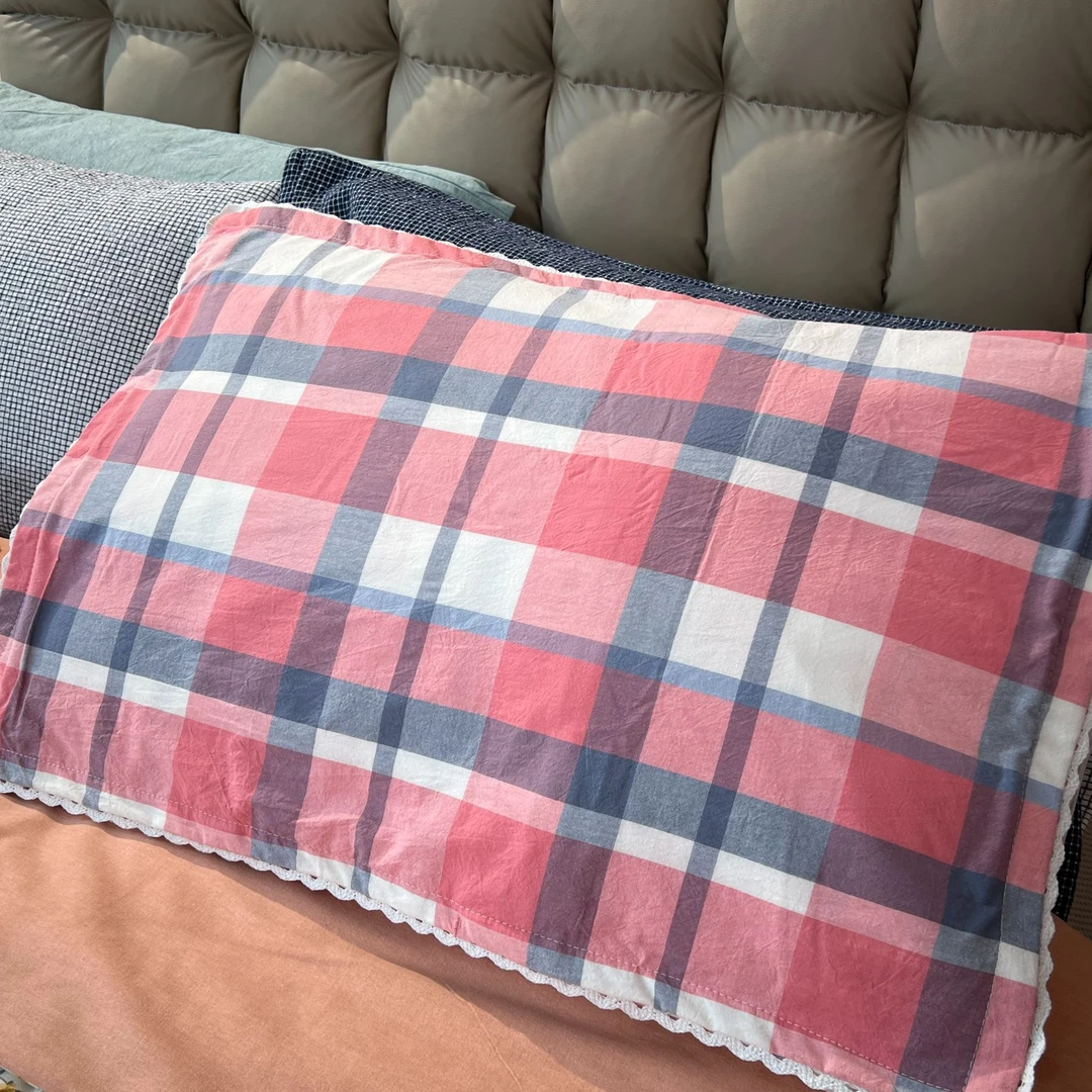 【淘家纺】水洗棉格子系列全棉枕套