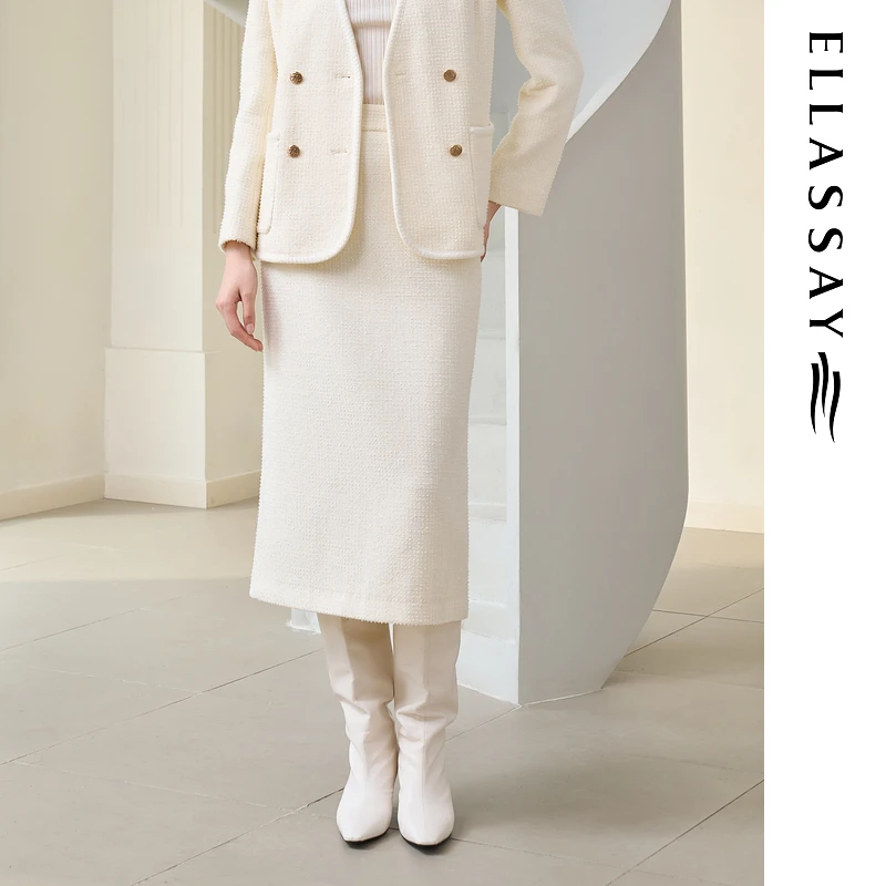 【晨粉专享】ELLASSAY2025秋季气质A字半身裙EWD363Q01100