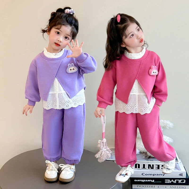 女童秋装韩版洋气运动套装2025新款时尚女孩春秋款休闲卫衣两件套