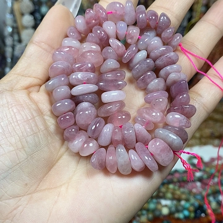 玛瑙/玉髓未镶嵌珠宝半成品天然紫马粉糖豆一条