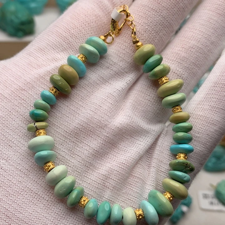 绿松石银S925镶嵌珠宝奇石8.5mm