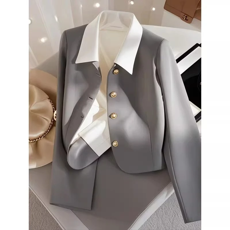 秋季换新6033新款小香风灰色短款外套超好看时尚上衣洋气衣服女