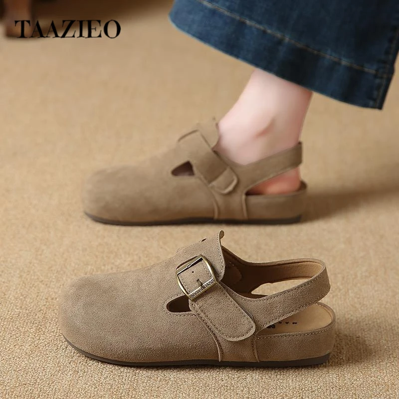 TAAZIEO时尚勃肯鞋包头凉鞋女款2025新款夏季外穿复古厚底博肯包