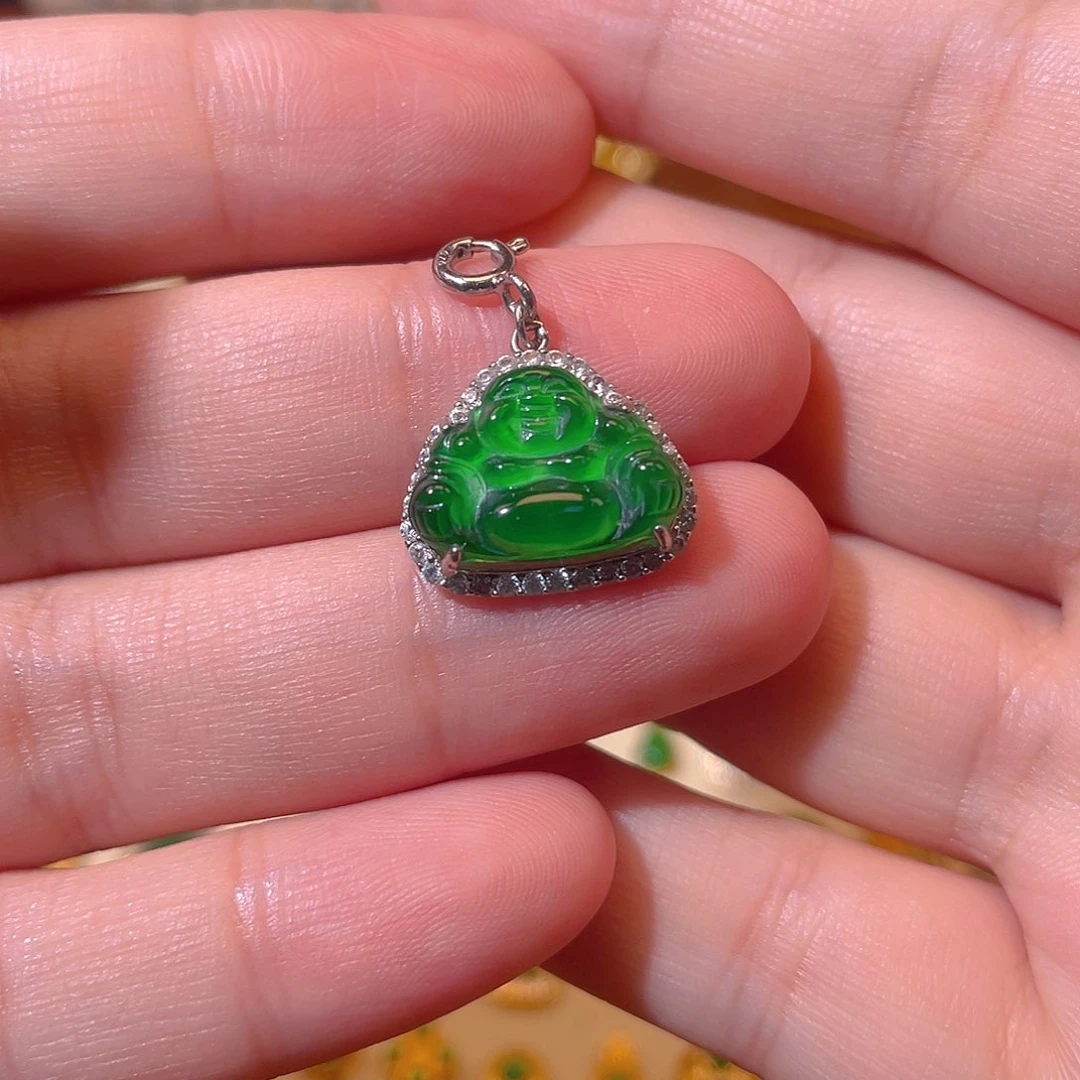 吊坠(不含链)银S925镶嵌翡翠