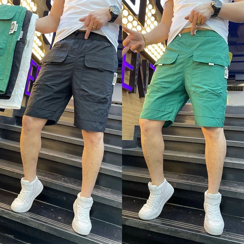 潮牌夏季男士休闲短裤百搭宽松直筒工装裤子网红痞帅沙滩运动裤男