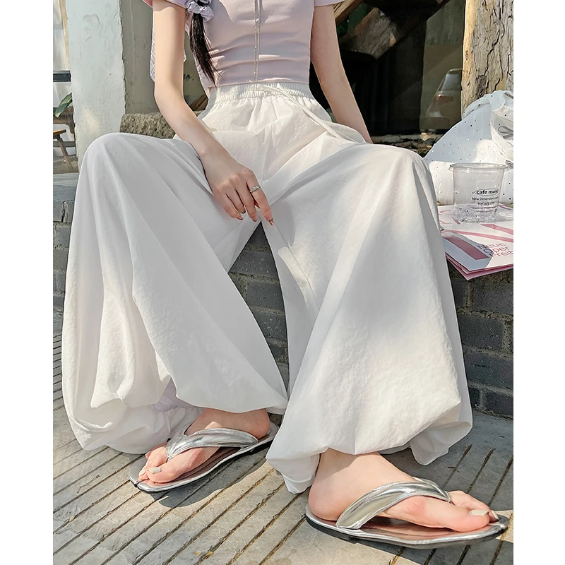2025新款白色花苞裙裤女夏季小个子高腰显瘦灯笼裤宽松休闲阔腿裤