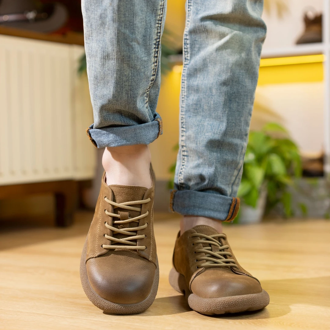 四季版头层牛皮男鞋时尚休闲百搭低帮防滑软底复古男士2113