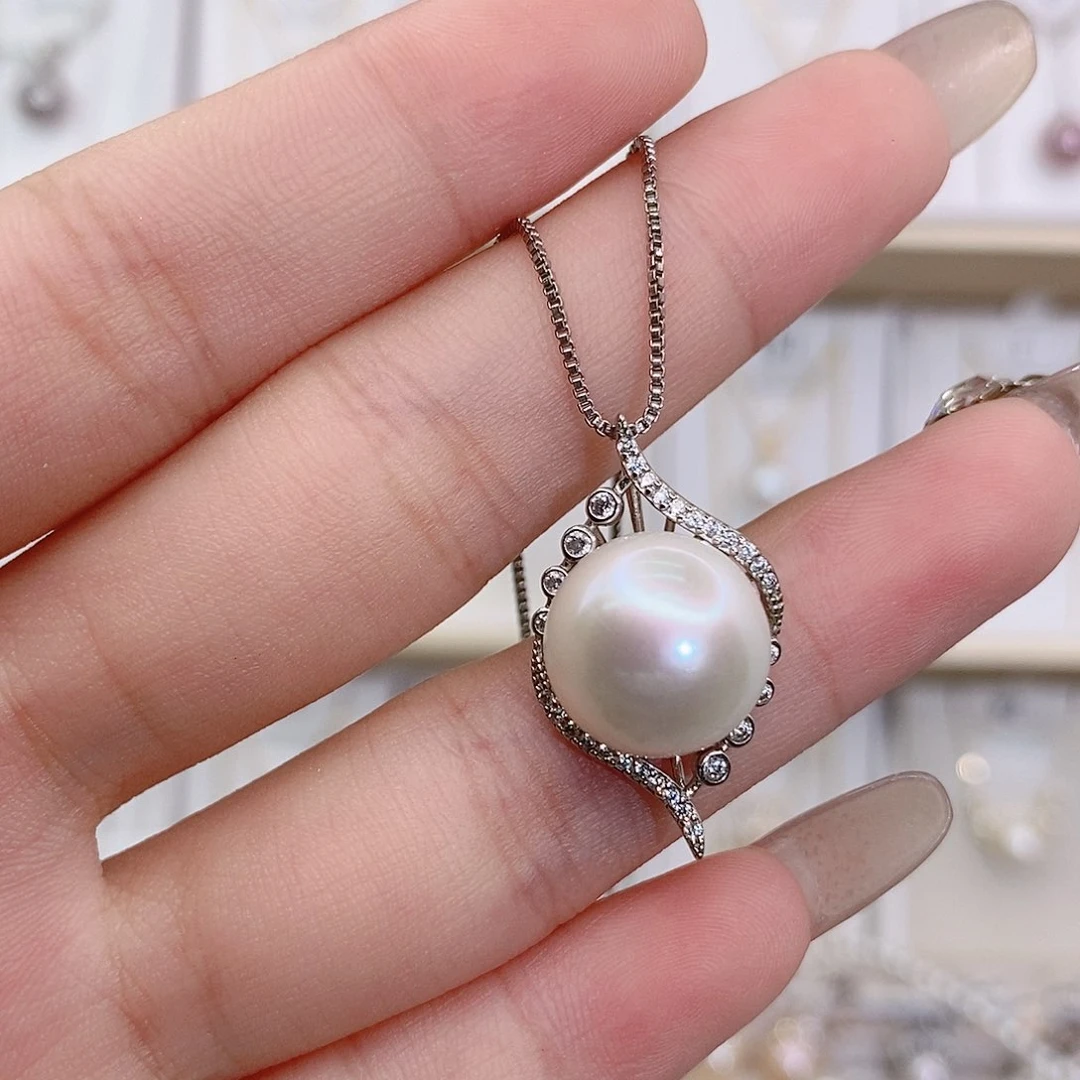 淡水珍珠银S925镶嵌颈饰