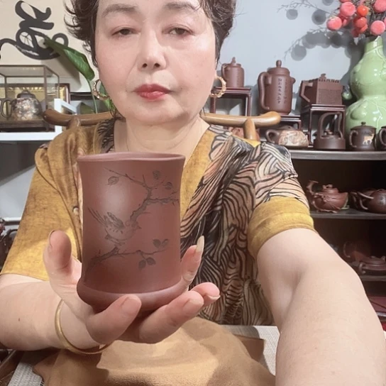 ****W底槽青茶杯原矿紫砂精品