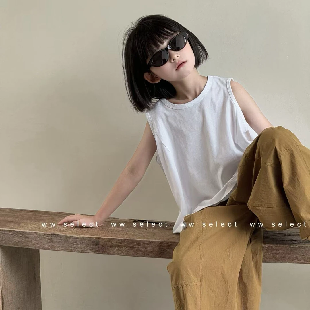 WW｜儿童｜轮廓背心｜斜边无袖T D048