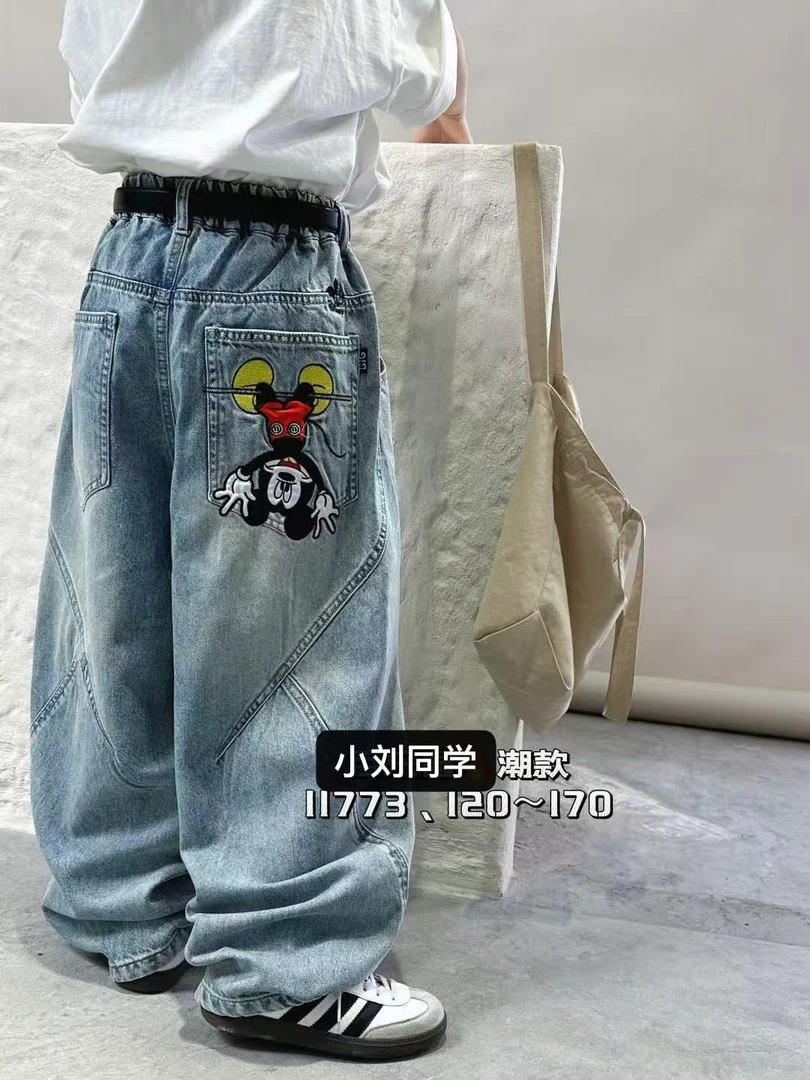 2025新品潮牌儿童老爹牛仔裤，货号11773