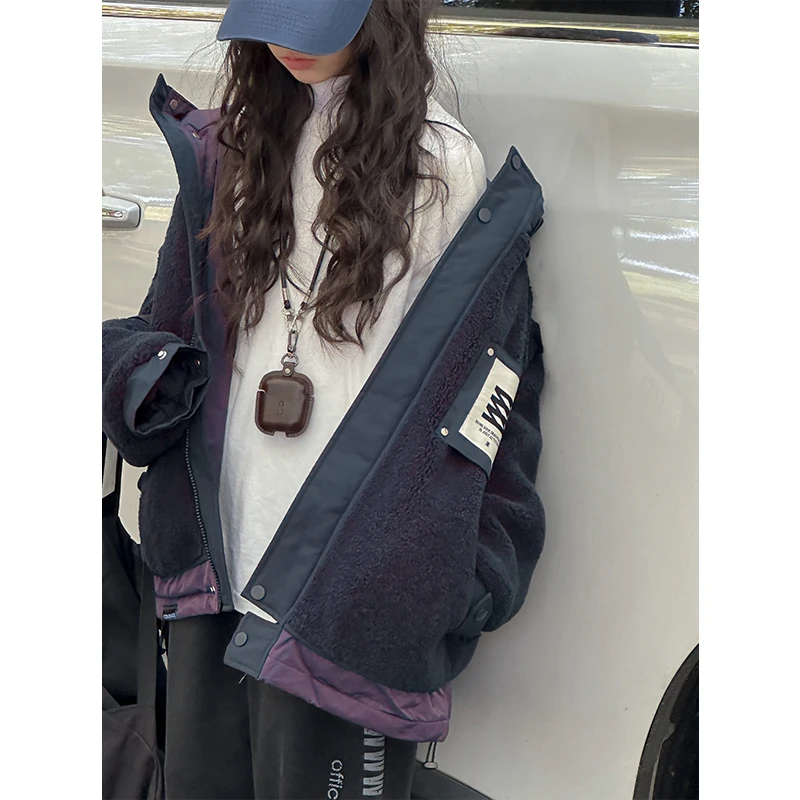 K27788孙小美女童连帽外套2025秋冬装新款大童儿童夹棉毛毛衣