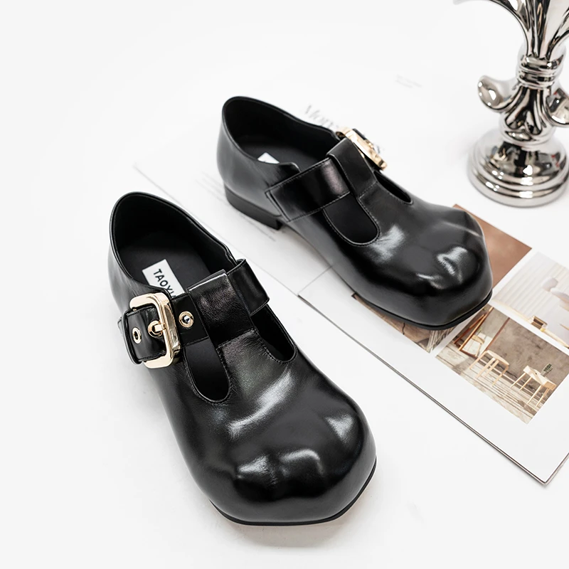 玛丽珍鞋女春季新款真皮猫爪平底单鞋欧货时尚小皮鞋英伦风乐福鞋