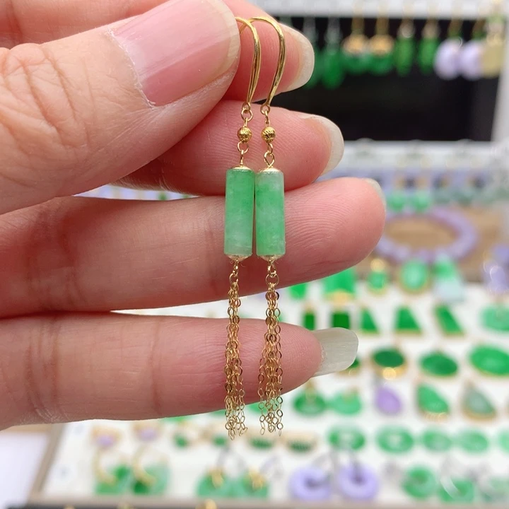 翡翠18K金镶嵌耳饰