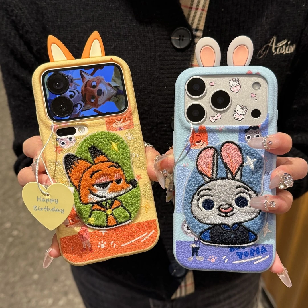 刺绣朱迪尼克耳朵适用苹果17promax手机壳16小米15vivoppo华为p70