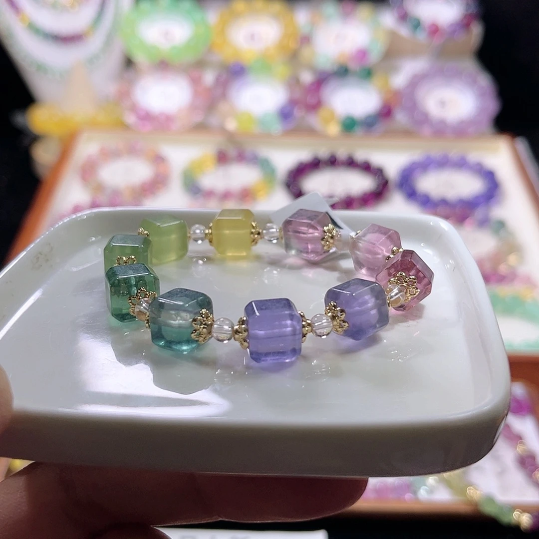 未镶嵌手链萤石马卡龙方糖