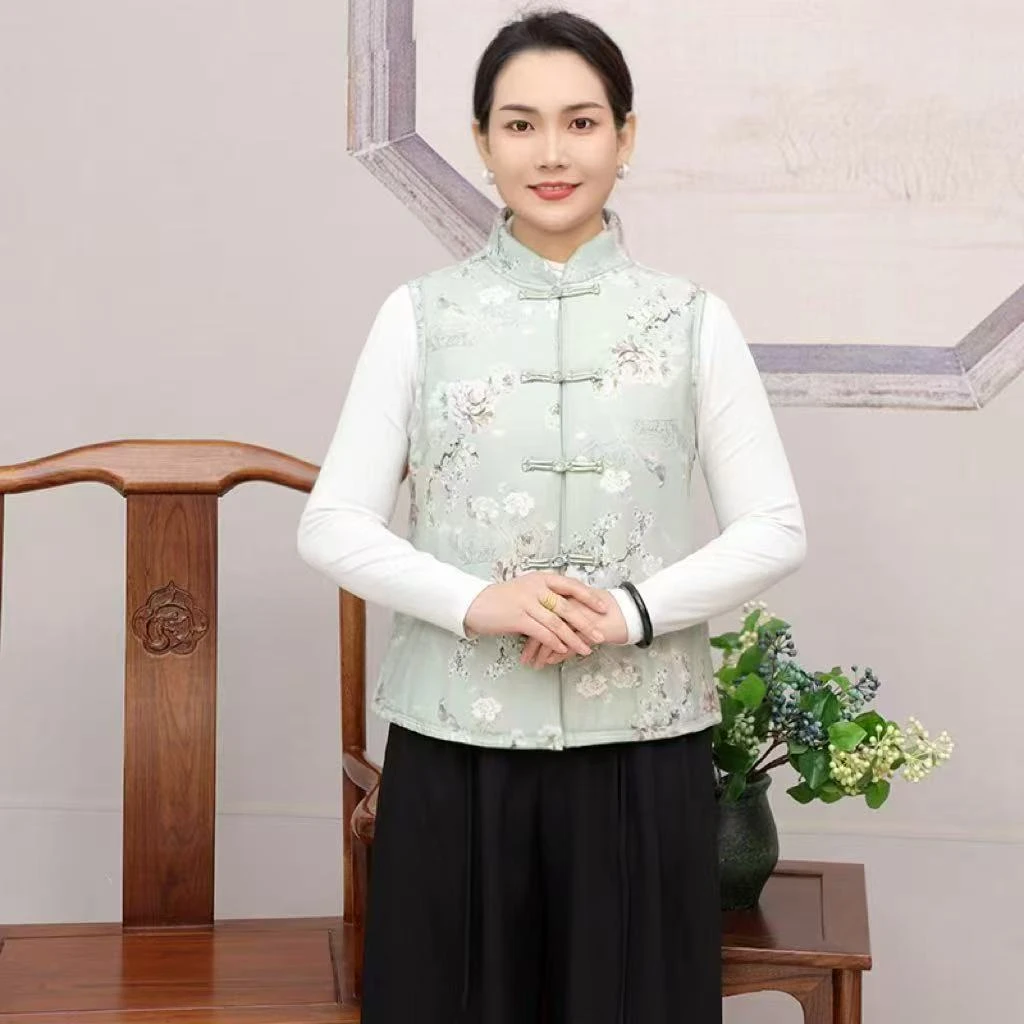 25028保暖马夹中国风修身常规款立领加厚冬季