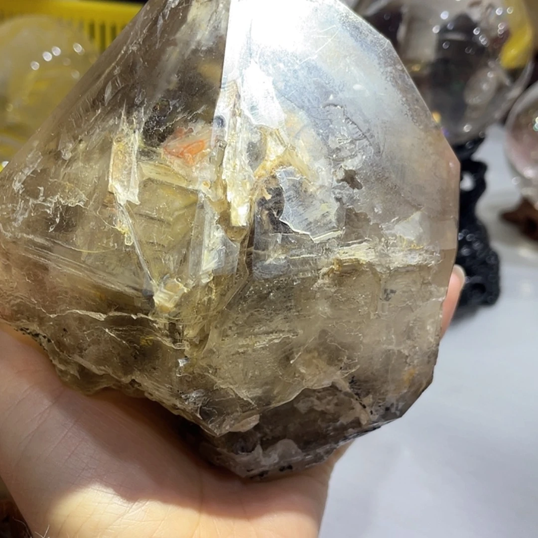 水晶未镶嵌珠宝半成品老皮黄泥骸骨