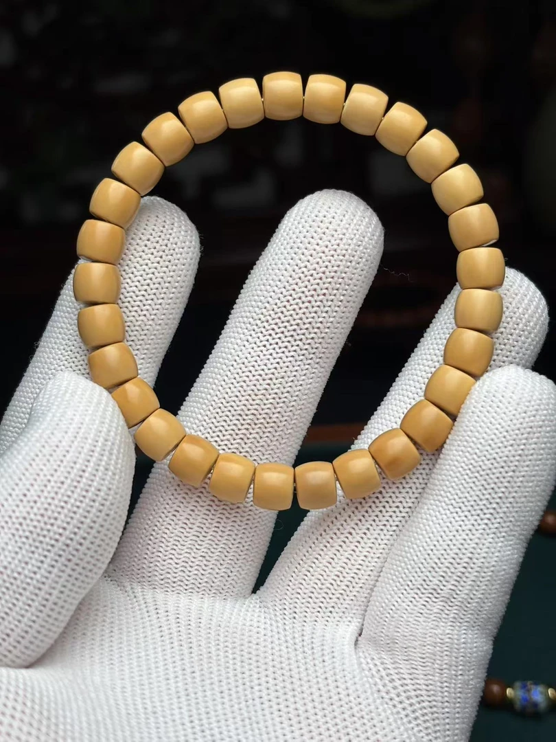 原皮原色精工橄榄核核尖手串单圈清水料三花无白7-8mm素串毕业级