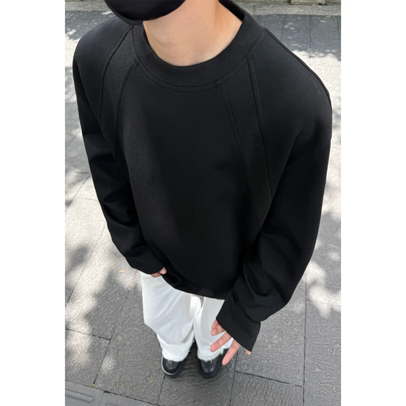 款纯色款春秋季新款圆领卫衣男宽松休闲套头上衣大码潮牌卫衣外套