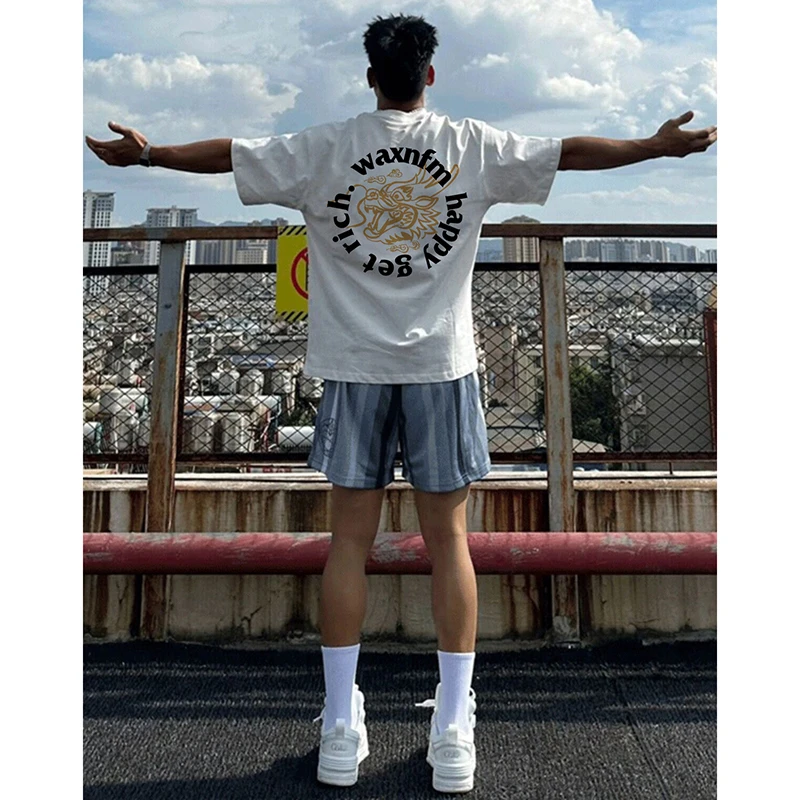 特大码300斤美式创意字母短袖T恤男夏季青年时尚oversize半袖体恤