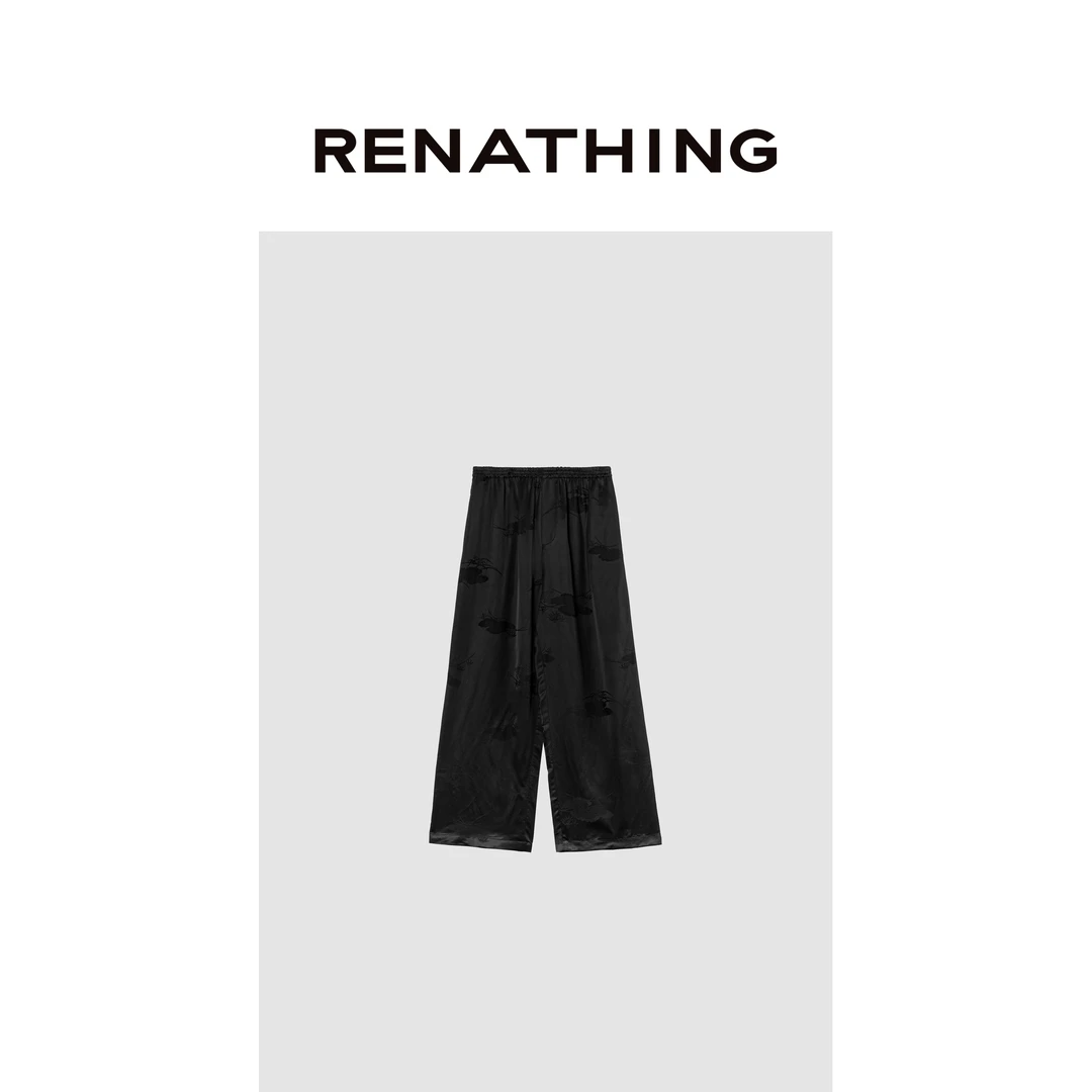 【RENATHING】新中式印花休闲长裤
