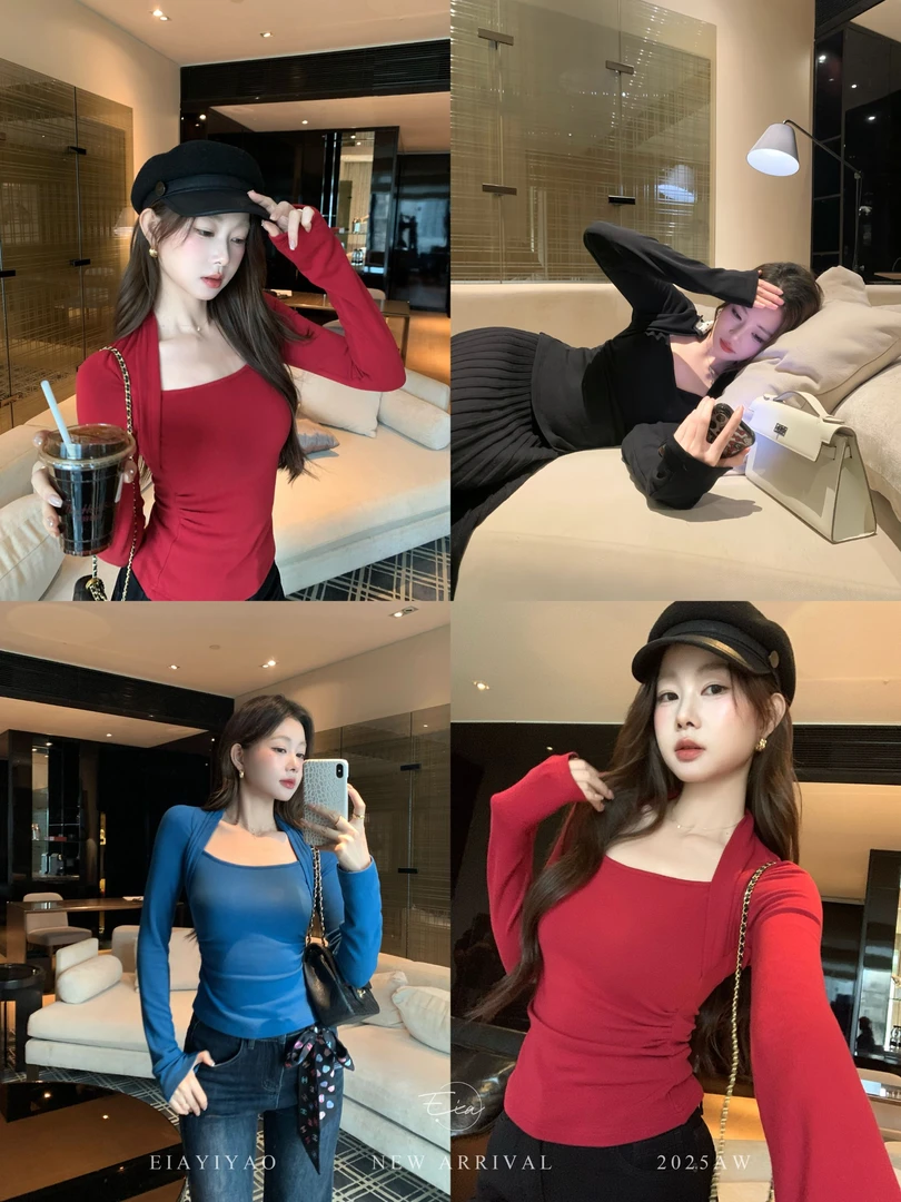 EIA一尧【人间jennie】韩系显瘦设计感上衣遮斜方肌钓系ins坎肩上衣