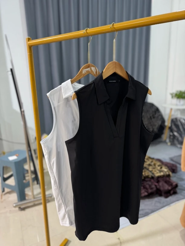 Y996夏季两色翻领无袖背心时尚v领衬衫