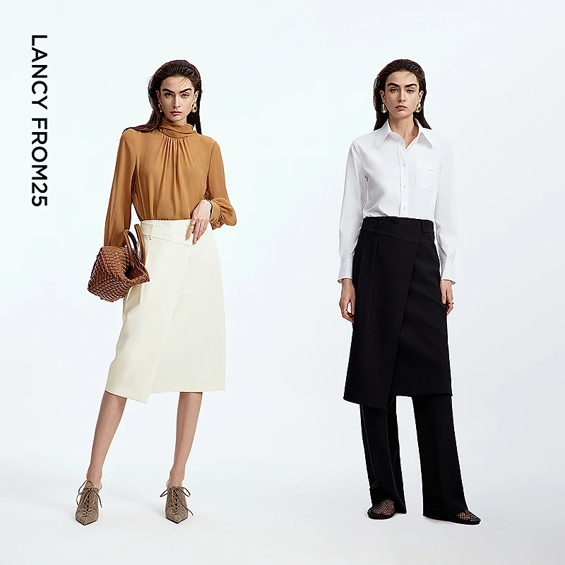 朗姿高腰a字半身裙设计感通勤百搭气质时尚半裙2025年秋季新款女