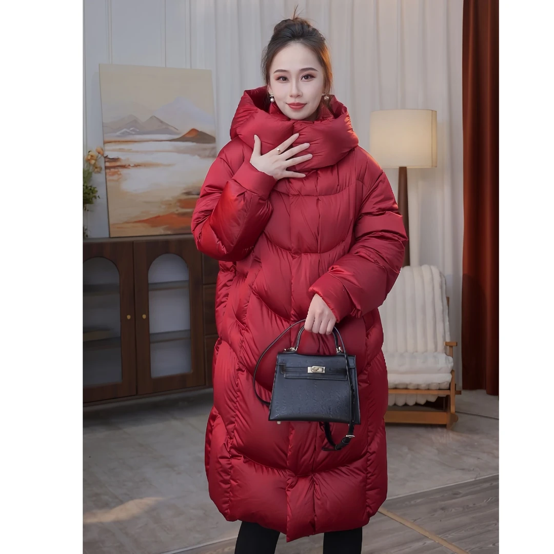 26冬季长款珠光缎面95新国标白鹅绒服【帽子可拆卸】YR278