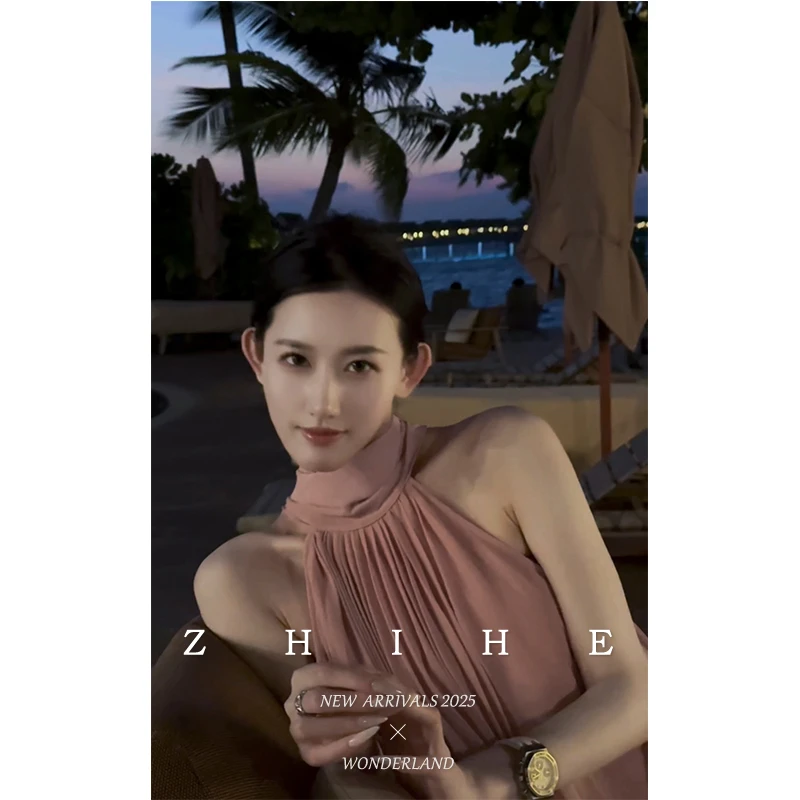 无艳一禾【浓情百利甜】浪漫度假风雪纺压褶飘带上衣+休闲裤