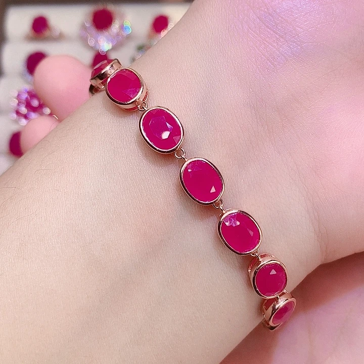 手链红宝石银S925镶嵌